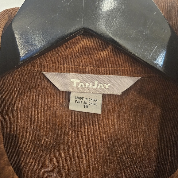 TANJAY Western Brown Corduroy Snap Button Shirt with Detail size L - Picture 3 of 13